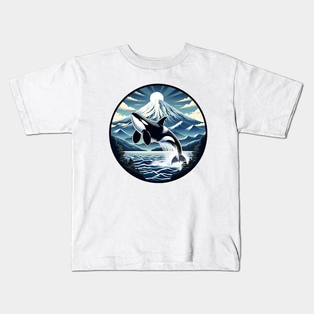 Orca in Japan Kids T-Shirt by Teeeshirt